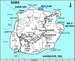 Map of Saba showing St. Johns