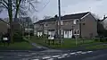 Terraced houses built in a Radburn style arrangement on Saddlers' Walk