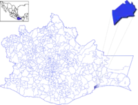 Location of the municipality in Oaxaca