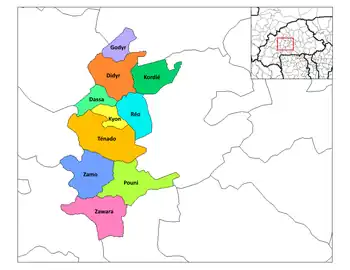 Godyr Department location in the province