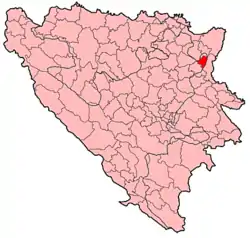 Location of Sapna within Bosnia and Herzegovina.