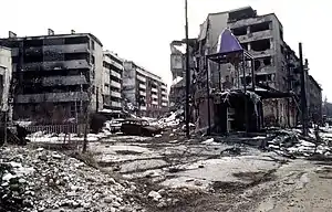 View of Grbavica, a neighbourhood of Sarajevo, after the war ended