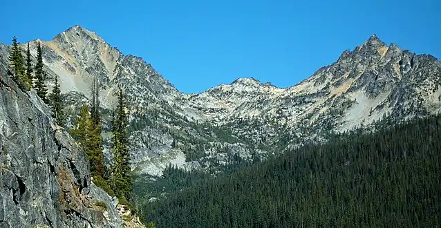 Saska Peak (left) and Emerald Peak (right), from the south