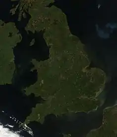 Satellite image of England