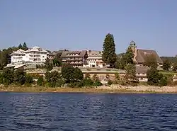 The town of Schluchsee seen from the Schluchsee reservoir