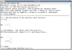 Mathomatic screenshot under Gnome Terminal