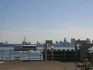 A SeaBus departing Lonsdale Quay