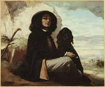 Self-Portrait with a Black Dog by Gustave Courbet (1844 Salon)