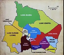 Luak of Jempol relative to other luaks in Negeri Sembilan