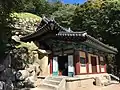 The entrance to the grotto; the giant seated buddha is located inside.