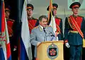 Defence Minister Sergey Shoigu delivering a speech on Military Intelligence Day