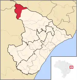 Location of Canindé de São Francisco in the State of Sergipe