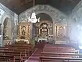 Interior of the church showing typical hand-painted blue and white tiles with Biblical scenes