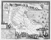 1645 map of the siege of Roses showing the location of the citadel.