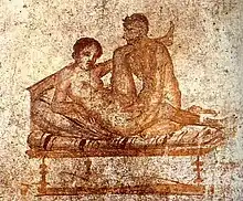 Erotic wall painting, House of the Vetti, from Pompeii