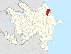 Map of Azerbaijan showing Shabran District