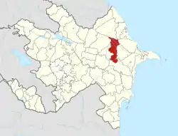 Map of Azerbaijan showing Shamakhi District