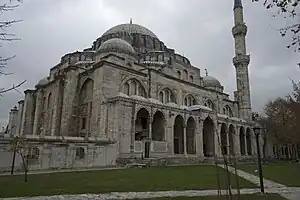 View of the mosque's northeast side and its external portico