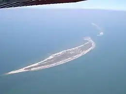 Aerial photograph of two narrow islands