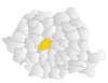 Map of Romania highlighting Sibiu County