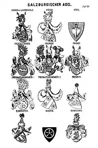 Counts von Pranckh zu Pux coat of arms (Siebmacher's Roll of Arms of Salzburg Nobility, 1883)