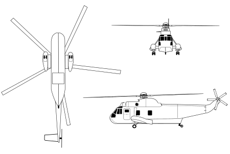 Orthographically projected diagram of the SH-3 Sea King