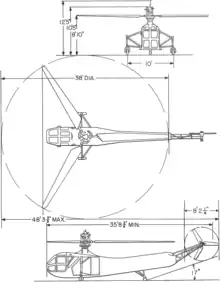 3-view line drawing of the Sikorsky R-4