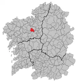 Location of Frades within Galicia