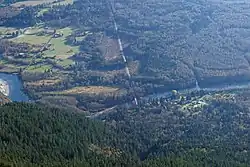 Rockport (bottom right) lies at the junction of Washington State Route 530 (center) with Washington State Route 20 (hidden by trees).