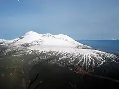 Ski runs (bottom right) of Hudson Bay Mountain Resort