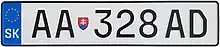 European vehicle registration plate(Slovak version pictured)