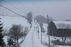 Snowy road in Middle Taylor Township