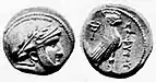 Coin of Sophytes, clearly derived from these previous Attic coins.