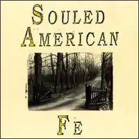 Yellow color with a box of shaded trees in the middle with the words Souled American at the top center and the word Fe centered on the bottom of the album