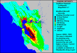 Southern Hayward fault slip, magnitude 6.7 *