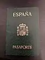 Leather "green cover" Spanish ordinary passport, issued in 1988