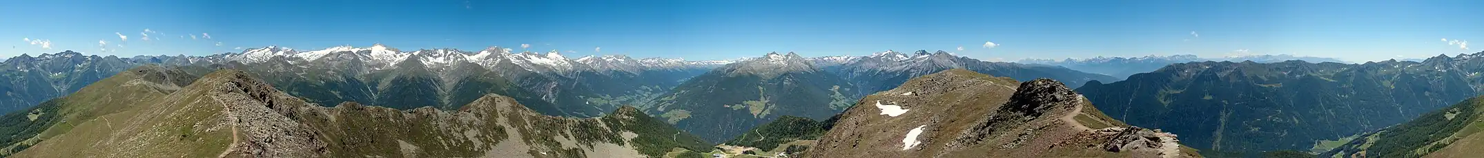 360° panoramic view from the Speikboden summit (2,517 m), Speikboden hiking area