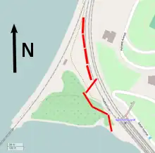 A map showing the accident site, with the cars depicted as red lines