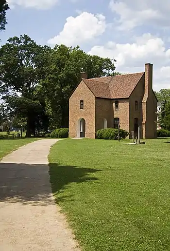 "The State House", a reconstruction of the original 1676 Maryland Statehouse, Maryland's first capitol building and also the home of the Maryland colonial assembly, which stands near the original site.