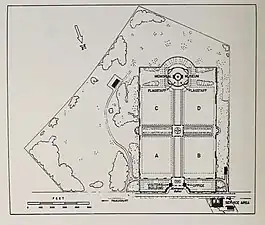 Site Plan of Saint Mihiel American Cemetery, Thiaucourt, France, completed 1934.