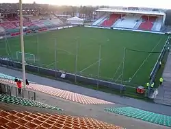 Football pitch taken from one stand