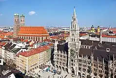 Marienplatz with Neues Rathaus and Frauenkirche in the background