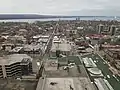 Looking North from the 24th floor of Stelco Tower. The Hamilton Harbour can be seen in the distance