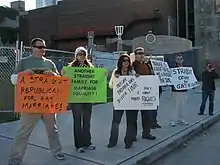 Straight allies at protest march