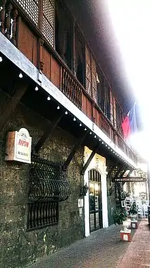 Side view of the wooden ventanilla balusters of the Kapitan Moy Residence.