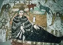 Fresco of Faras cathedral depicting the birth of Jesus.