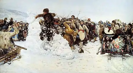 Vasily Surikov. Взятие снежного городка Taking a Snow Town, 1891.