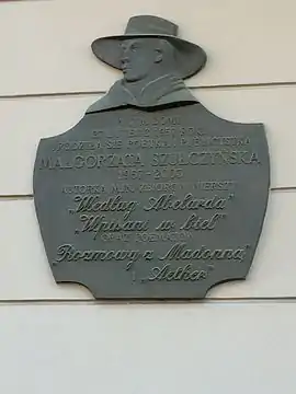 Plaque in memoriam of Malgorzata Szulczynska