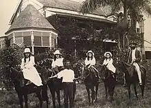 Sir Sydney Olivier with his four daughters on horseback, in Jamaica 1903