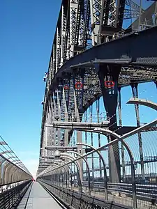 Bridge arch after strengthening, with some new steel outlined in red